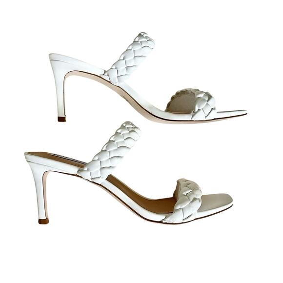Steve Madden White Prema Braided Sandal heels size 9 - Picture 2 of 7